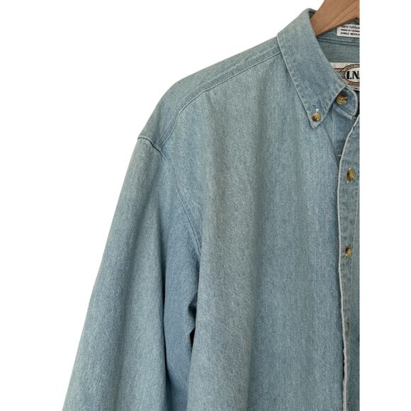 INC Vintage 80s Blue Denim Long Sleeve Button Down Classiccore Retro Shirt - Picture 4 of 8
